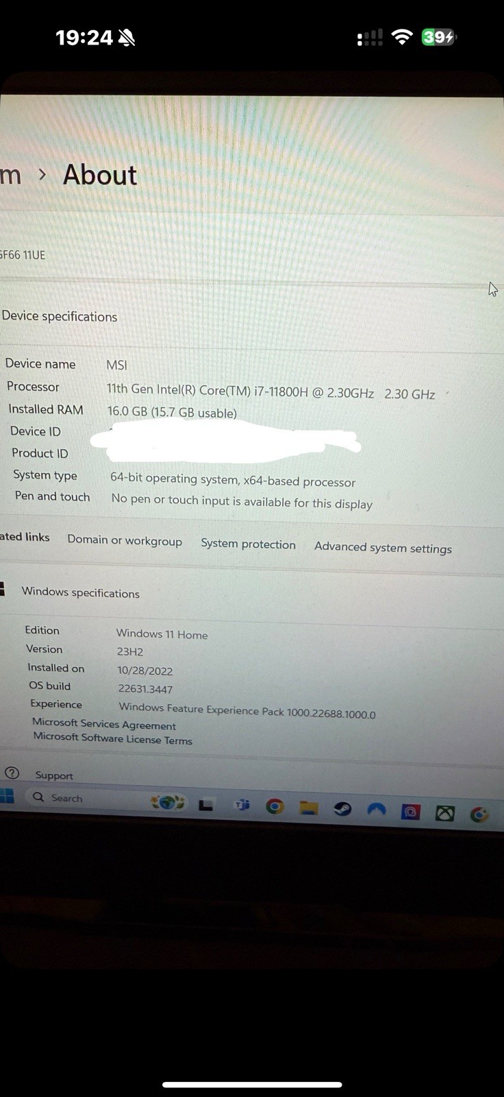 MSI Gaming Laptop GF66 11UE Like New PC Gaming Nvidia Graphics Card