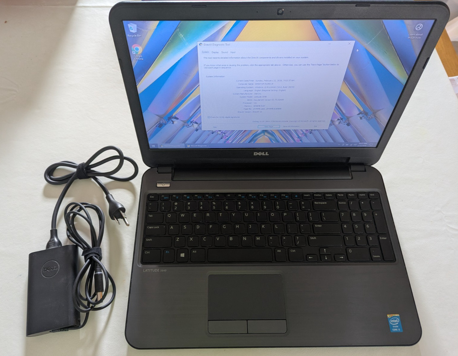 Dell Latitude 3540 i3-4005U 1.7GHz 4GB RAM 500G HDD Win10 w/ Cord