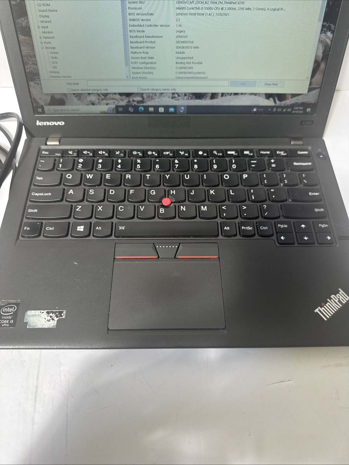 Lenovo X250 Laptop (ThinkPad) SPARE PARTS Powers On No Keyboard Function