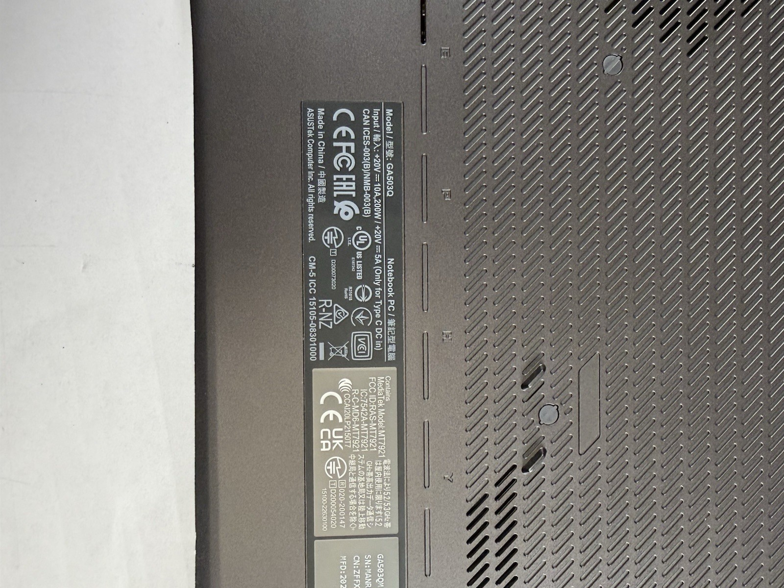 Asus ROG Zephyrus G15 GA503 Ryzen 9 5900HS 16GB RAM 512GB SSD GeForce RTX 3060
