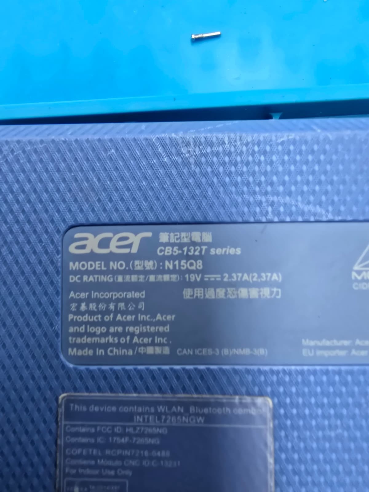 Acer Chromebook 11 N15Q8 Intel, BLU NO POWER FOR PARTS