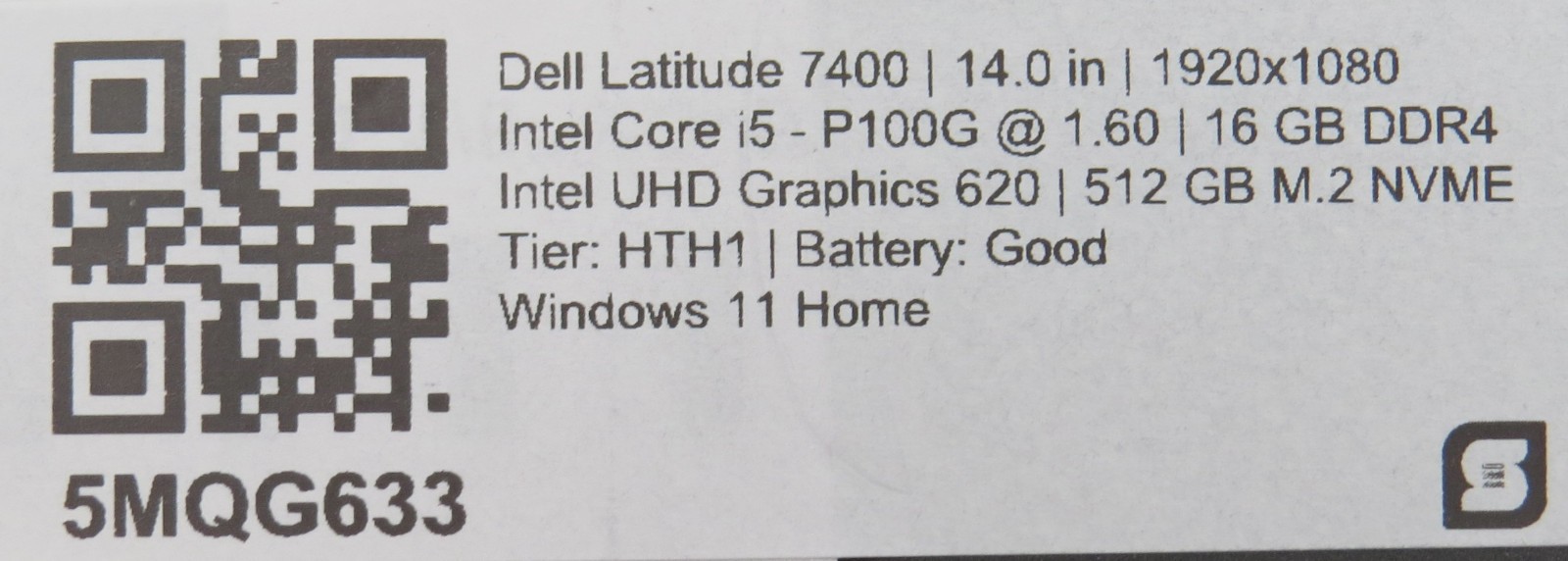 Dell Latitude 7400 i5-8265U @ 1.6GHz 16GB DDR4 512GB SSD 14″ Win 11 Home