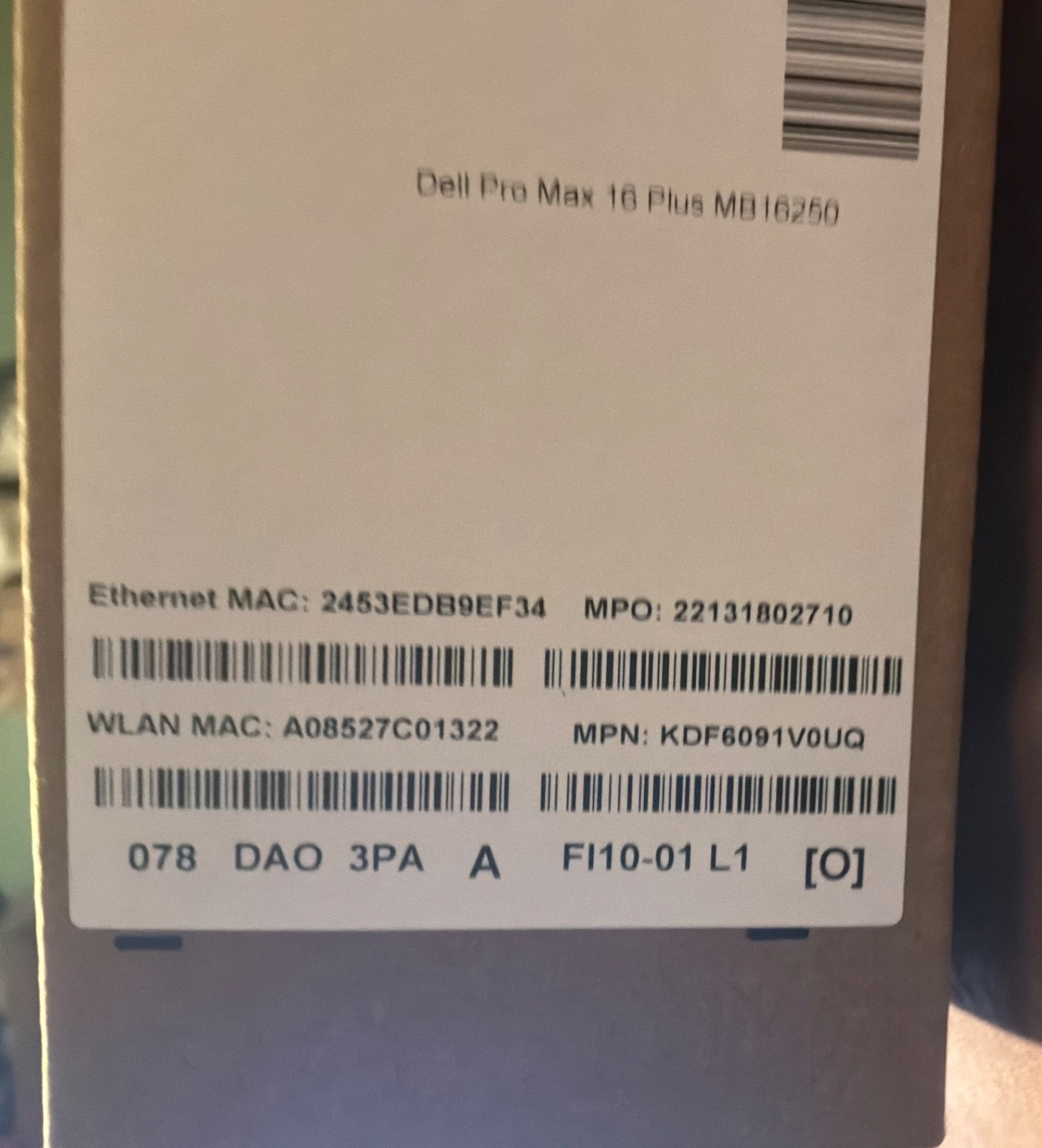 Dell Pro Max 16 Plus MB16250 FHD+ 2.8GHz Ultra 9 285HX 32GB 512GB RTX PRO 1000