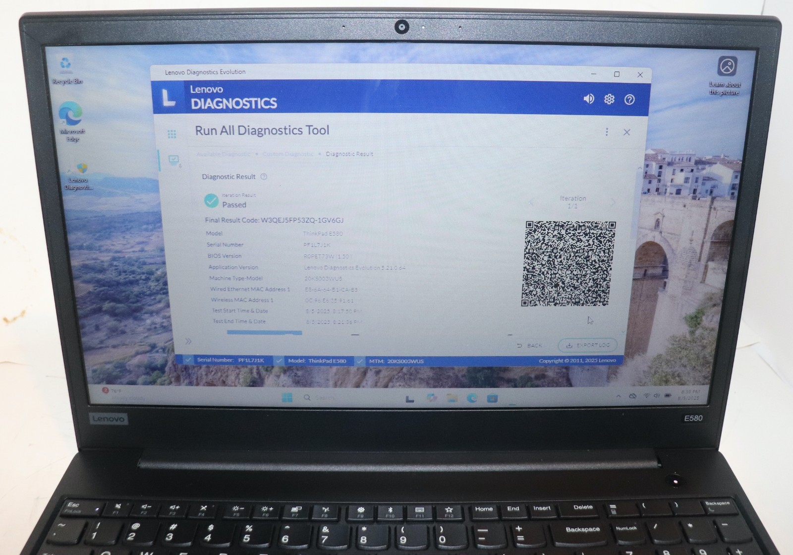 Lenovo ThinkPad E580|Intel Core i5@2.50 GHz|16GB RAM|256GB SSD|Win11|Webcam