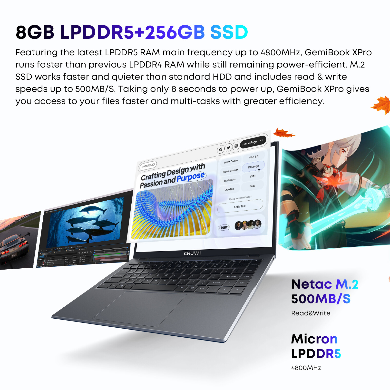 CHUWI GemiBook XPro 14.1in Windows 11 Laptop 3.4Ghz Intel N100 Quad Core 8G 256G