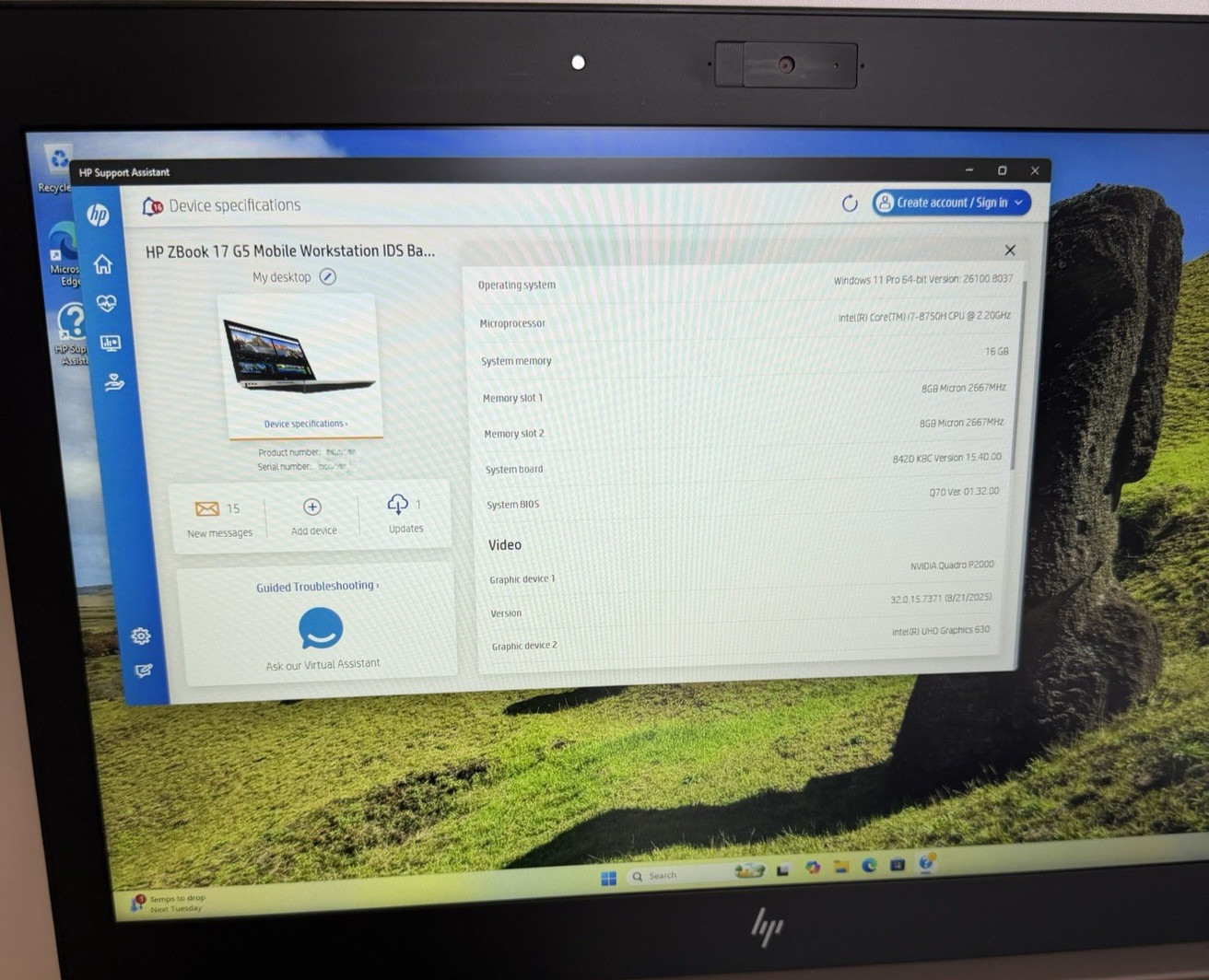 HP ZBook 17 G5 i7-8750H 16GB 1TB SSD NVIDIA Quadro P2000 17″ Workstation Laptop