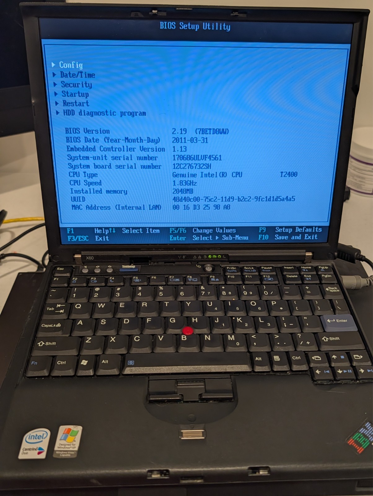 IBM ThinkPad X60 with Ultrabase Win XP Laptop Core Duo T2400 2GB RAM 40GB HDD