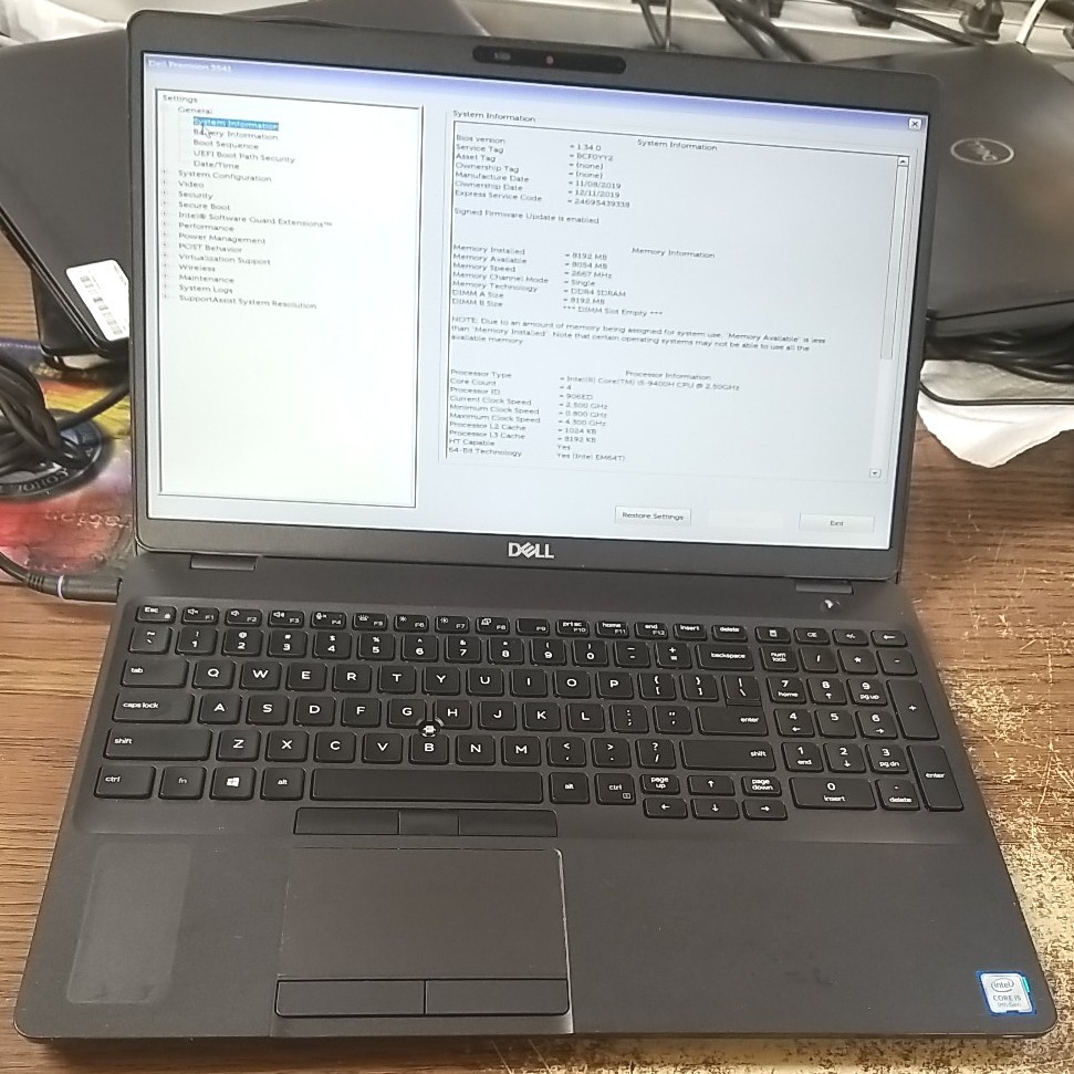 Dell Precision 3541 Laptop 15.6″ – Intel Core i5-9400H – 8 GB Ram- No SSD Read⬇️