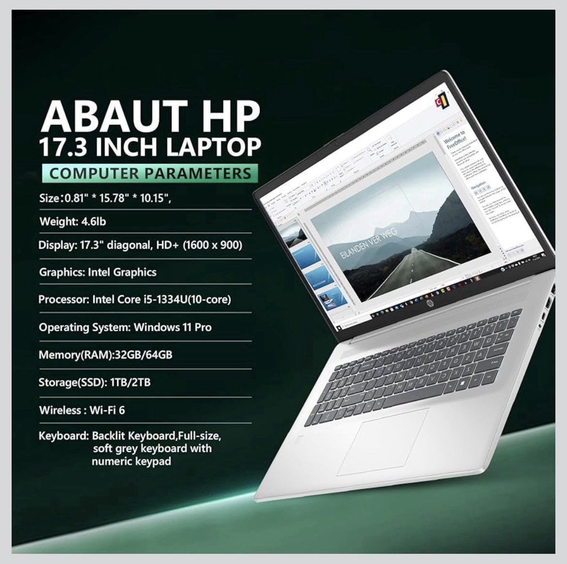 HP 17 Laptop Computer for Business & Student, 8GB RAM, 512GB SSD, Intel 10-Core