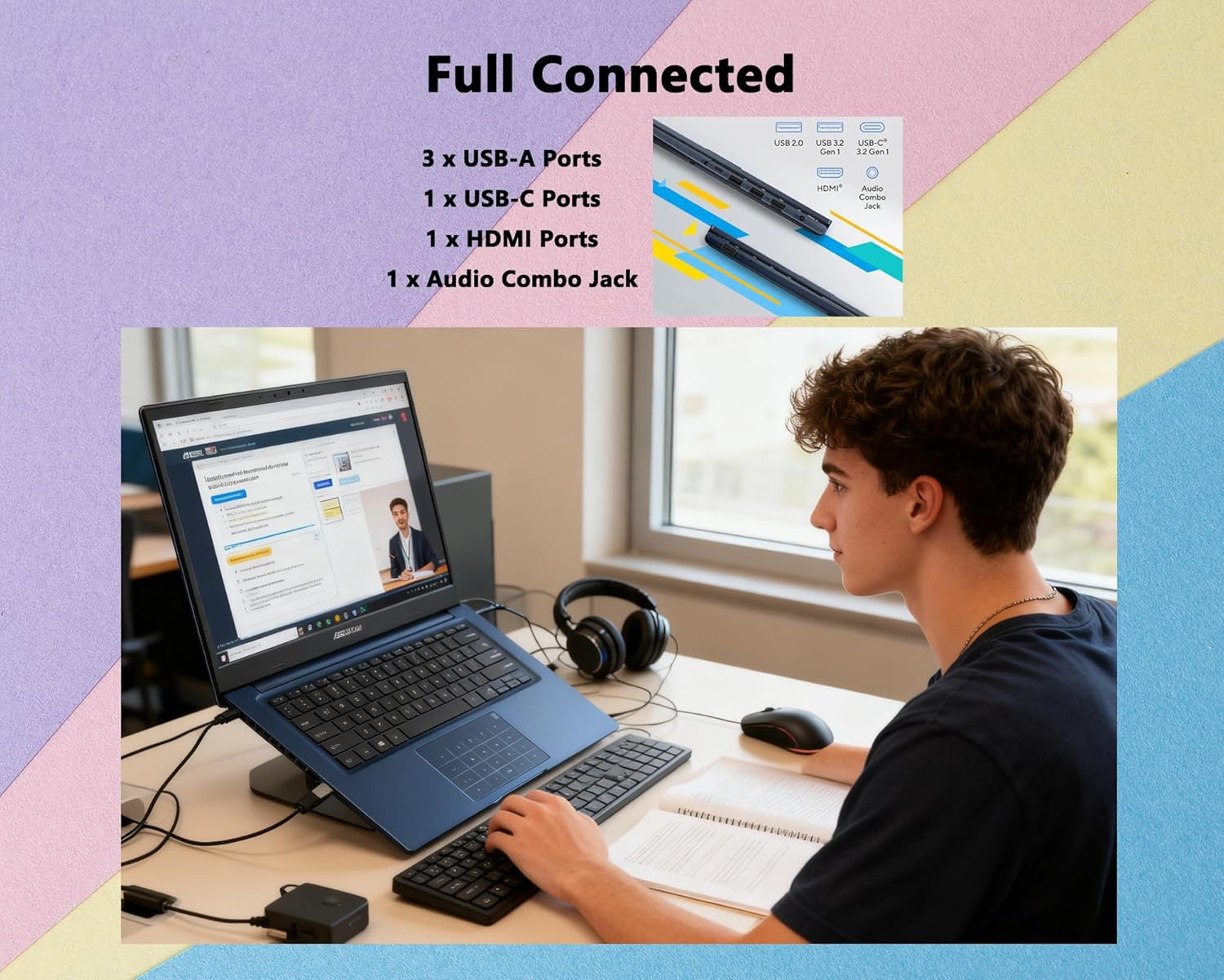 Vivobook 14″ FHD Laptop, 13Th Gen Intel Core I7-1355U(10-Core), 12GB RAM|512GB S