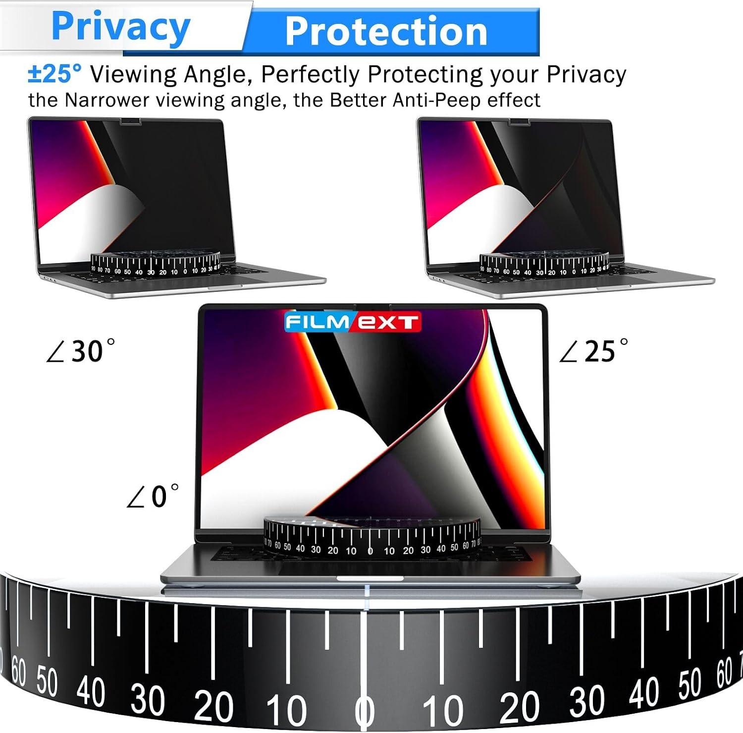 Removable Anti-Glare Magnetic Privacy Screen for Macbook Pro/Air 13 Inch, Black