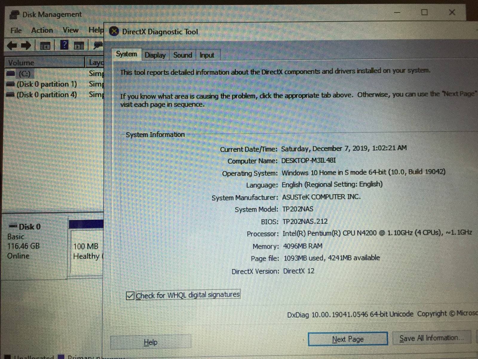 ASUS TP202N Laptop 11.6″/Intel N4200 1.10GHz/4GB RAM/128GB SSD/W10H