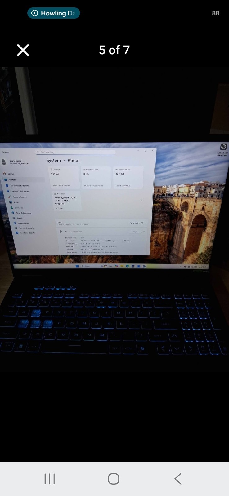 ASUS TUF Gaming A16 16in 165Hz Ryzen 9 270 32GB 1TB RTX 5070 Gray