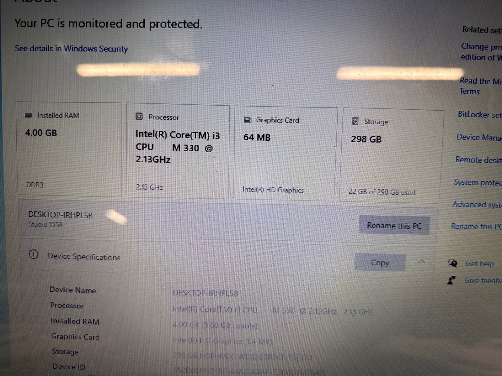 Dell Studio 1558 Intel Core i3 M 330 @ 2.13GHz 4 GB 320 GB 15.6″