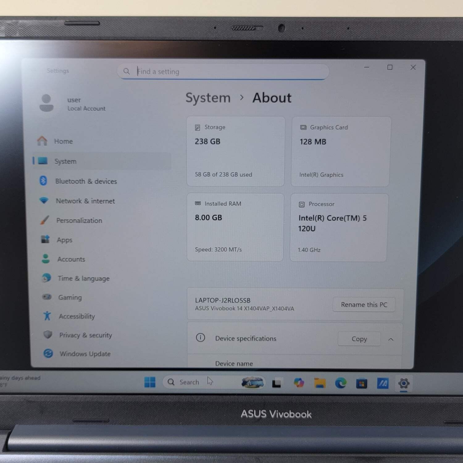 Asus Vivobook 14 X1404V 14″ Core 5 120U 1.4GHz 8GB RAM 256GB SSD