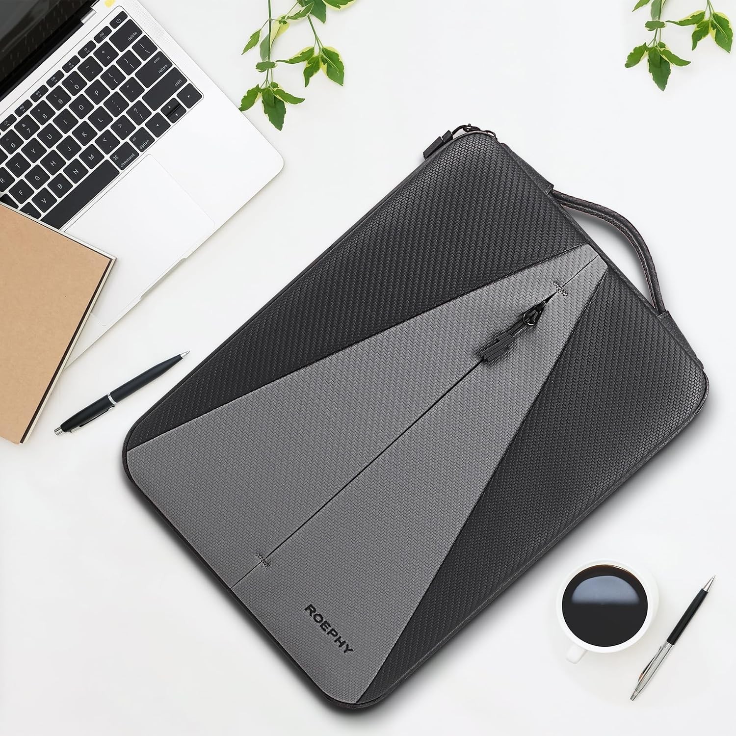 14 Inch Laptop Sleeve Case for Lenovo HP ASUS Dell Acer Chromebook, Black + Grey