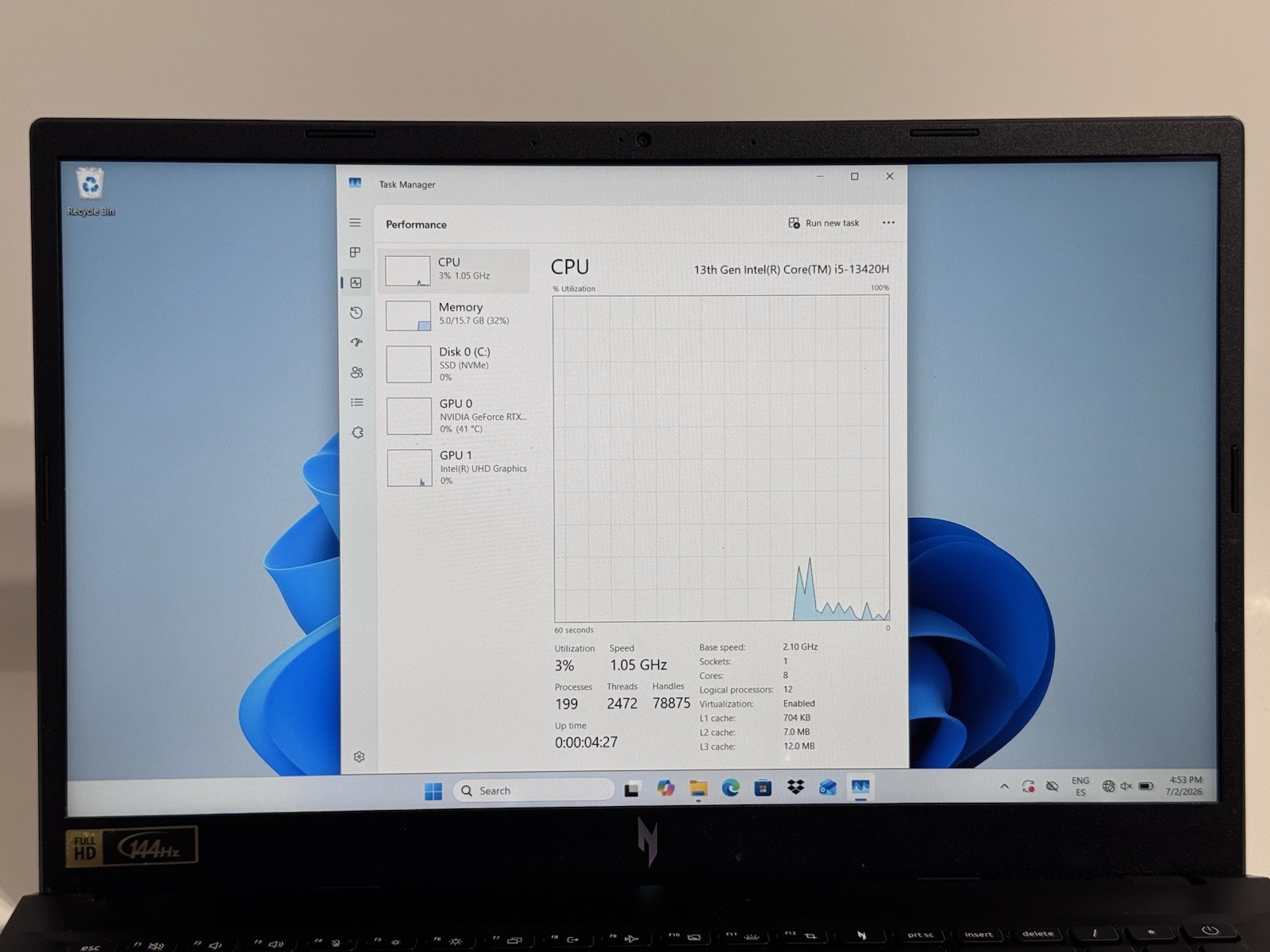 Acer Nitro V 15 165Hz FHD i5-13420H 16GB 512GB SSD RTX 4050 READ