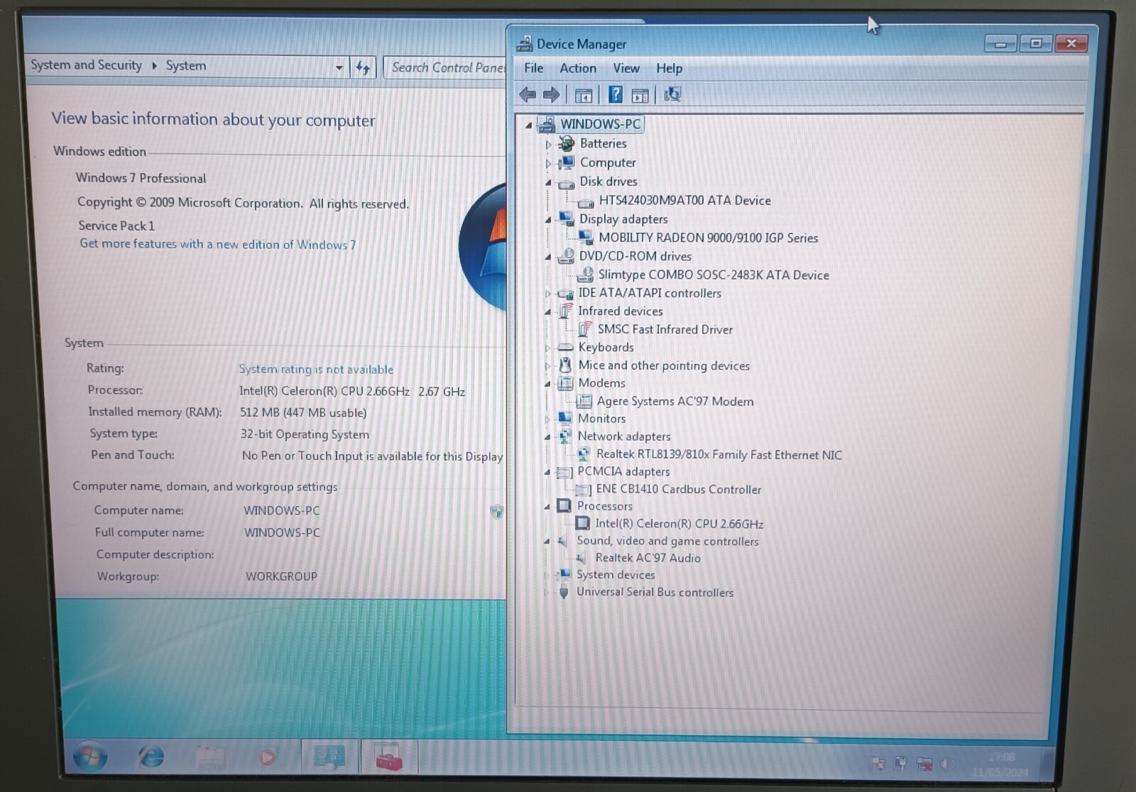 Acer Travelmate 2201LC LW80 LA-2411 Laptop 15″ 30GB 192MB Windows XP ATI Celeron