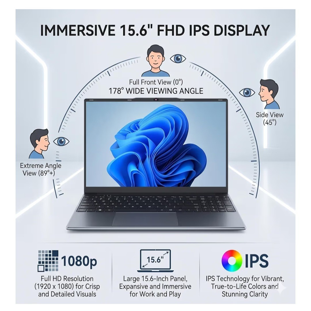 Laptop Computer 15.6 inch, Compatible with Windows 11, Core i5 Processor, Up to