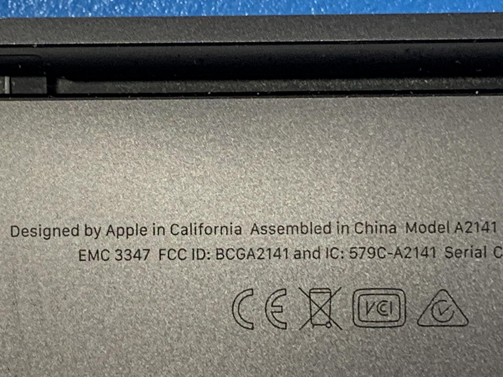 Apple MacBook Pro A2141 Core i7 9750H 2.60GHz 32GB 1TB SSD Sequoia MVVL2LL/A