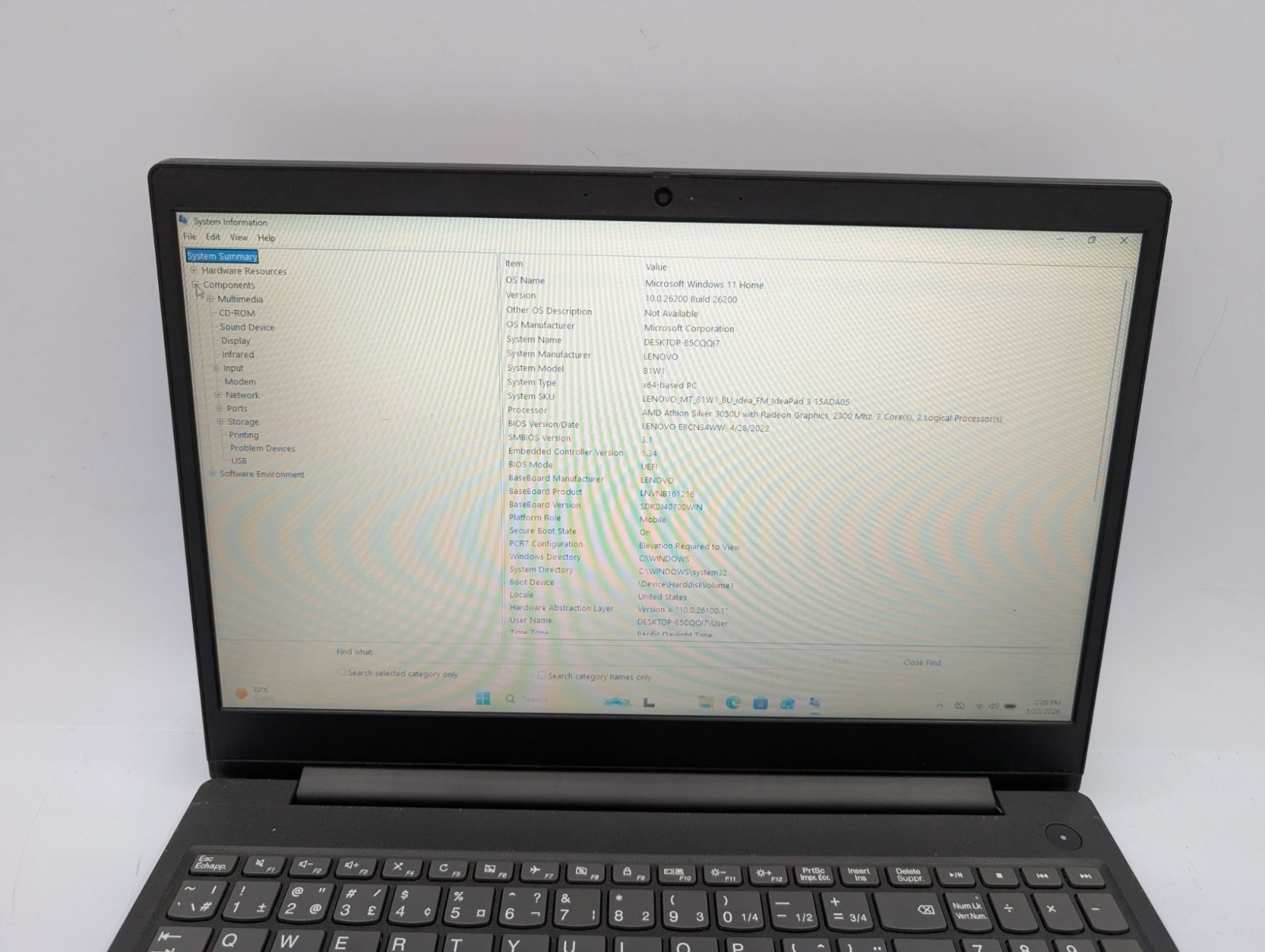 Lenovo IdeaPad 3 15ADA05 15.6″ AMD Athlon 3050U 8GB RAM 240GB SSD Win 11 Home