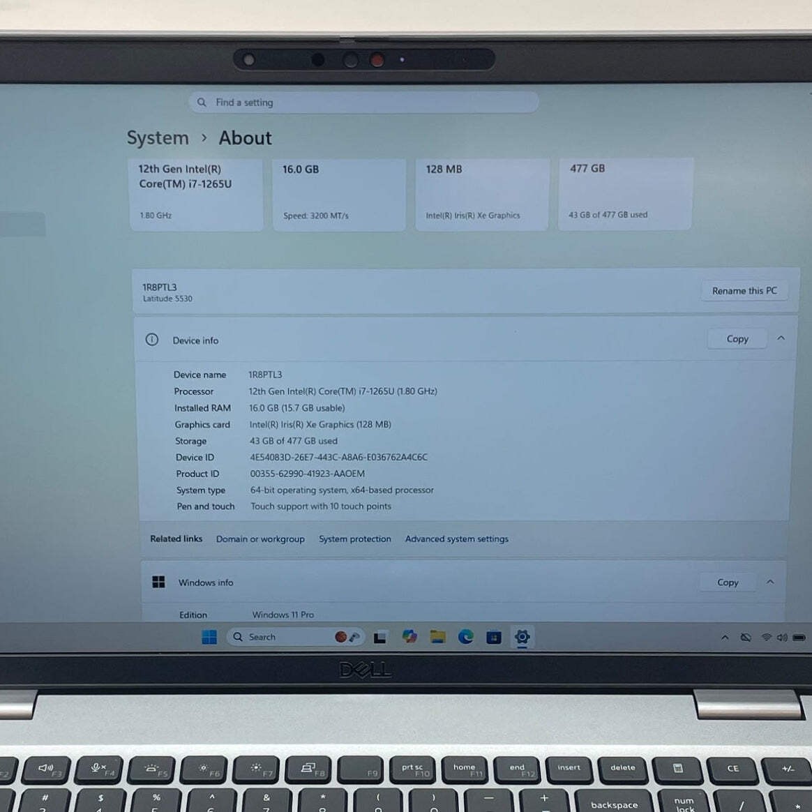 Dell Latitude 5530 15.6″ i7-1265U 1.8GHz 16GB RAM 512GB SSD