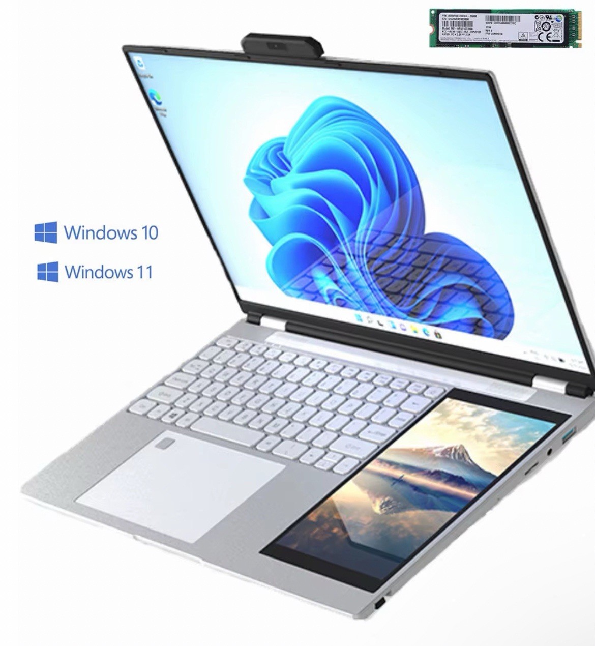 15.6 in + 7.0 in Double Screen Laptop 8GB RAM and 1TB SSD, operating Windows 11