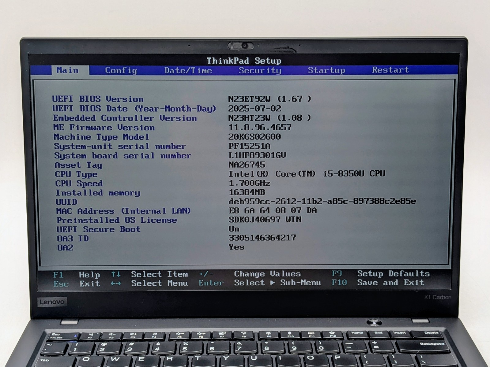 Lenovo ThinkPad X1 Carbon Gen 6 14″ FHD I5-8350U 256GB 16GB W11 Pro Backlit FPR