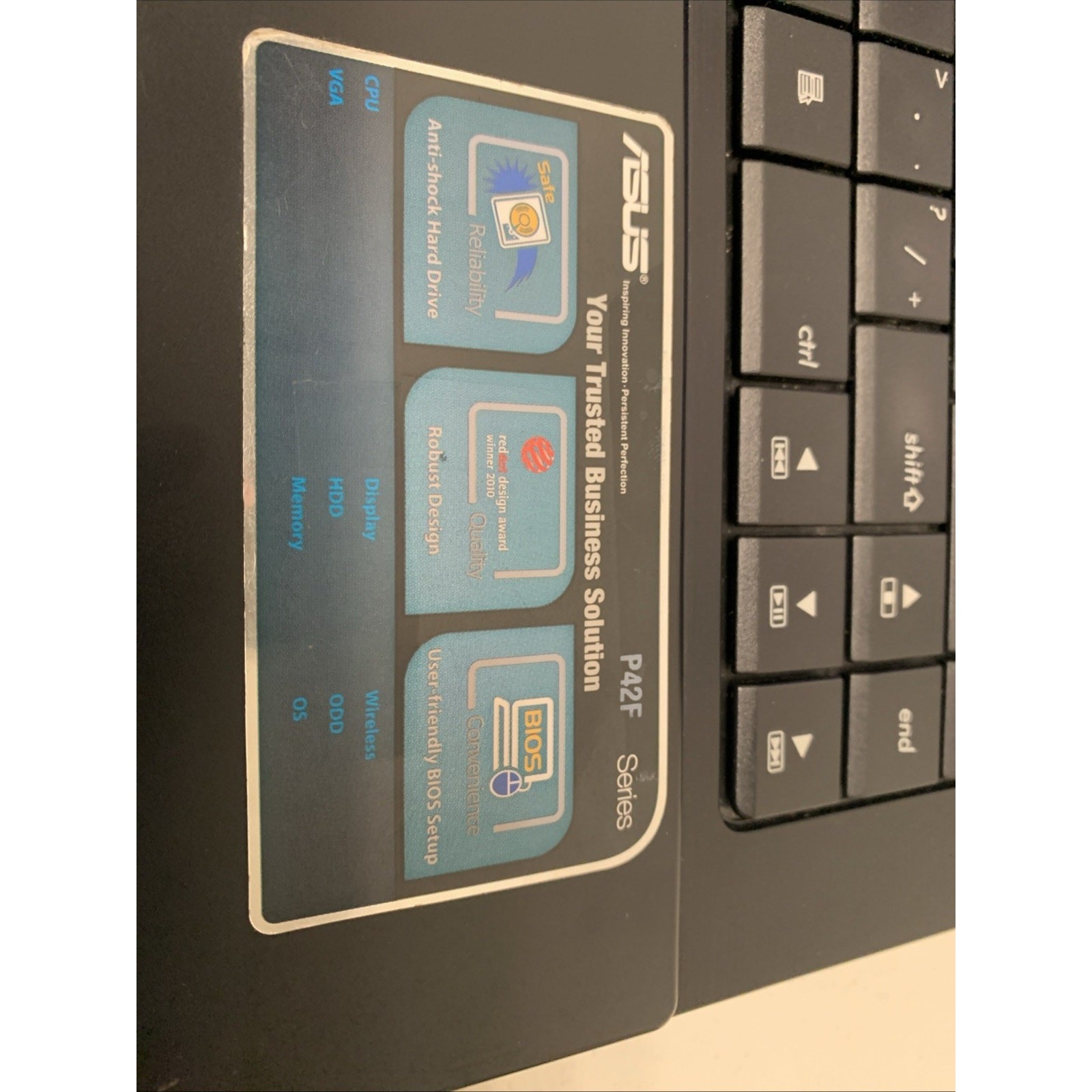 ASUS P42F Core i3 M370 2.40ghz 4GB Ram 320GB HHD WIND 10 Pro