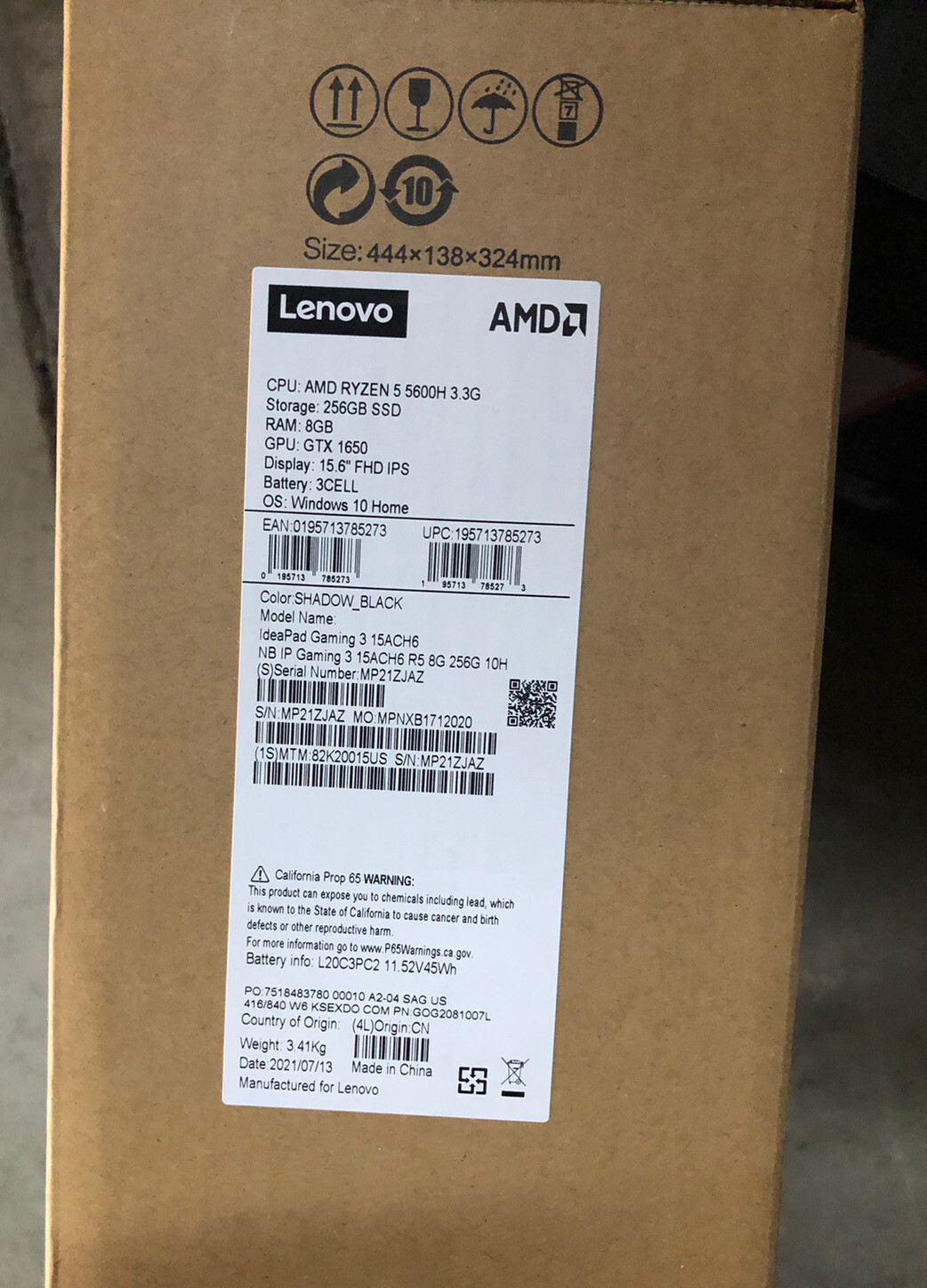 New Lenovo ideapad Gaming 3 15.6″ FHD 120Hz Ryzen 5 5600H 8GB 256GB SSD GTX1650