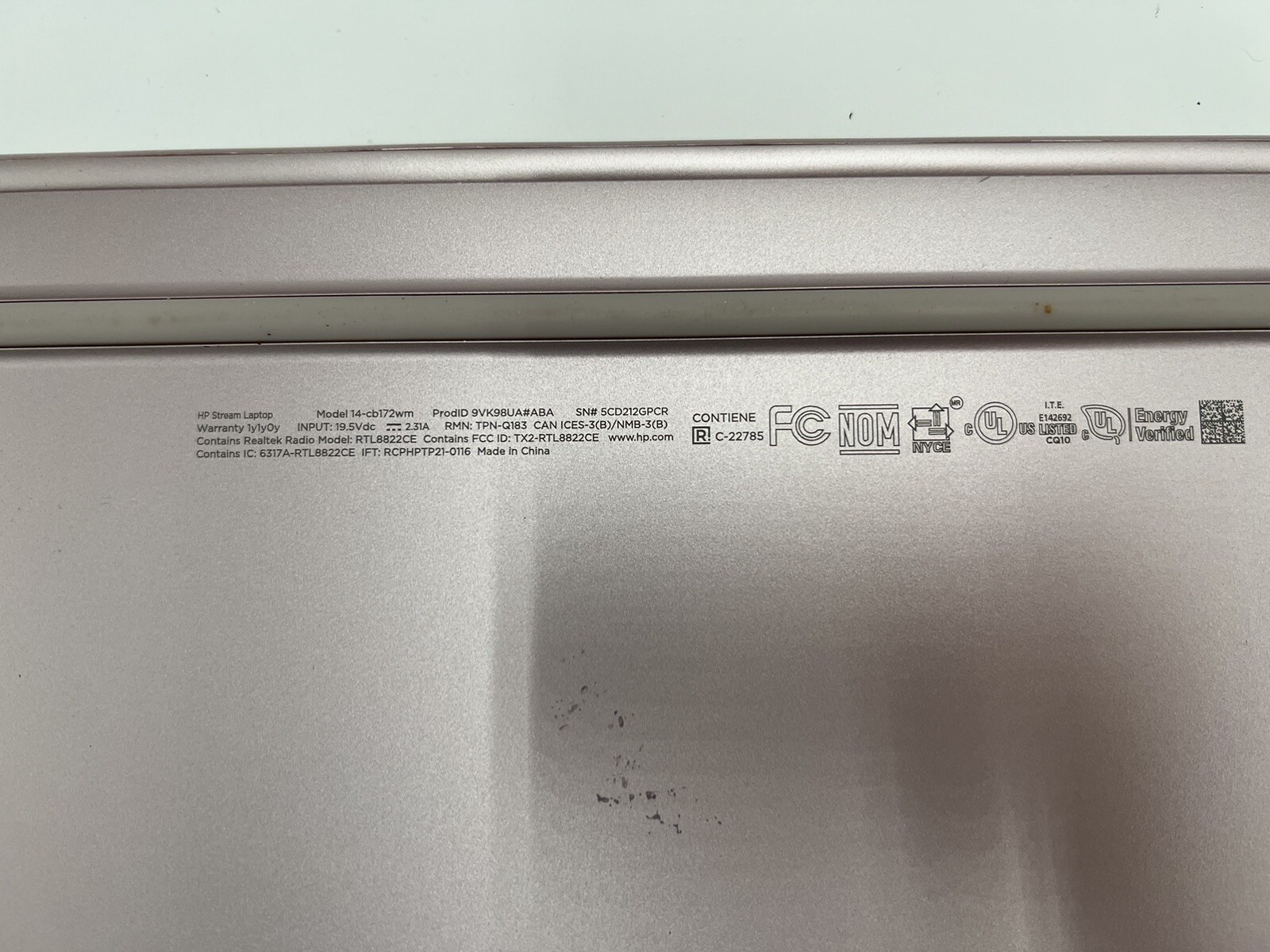HP Stream 14-cb172wm 14″ . Rose Gold