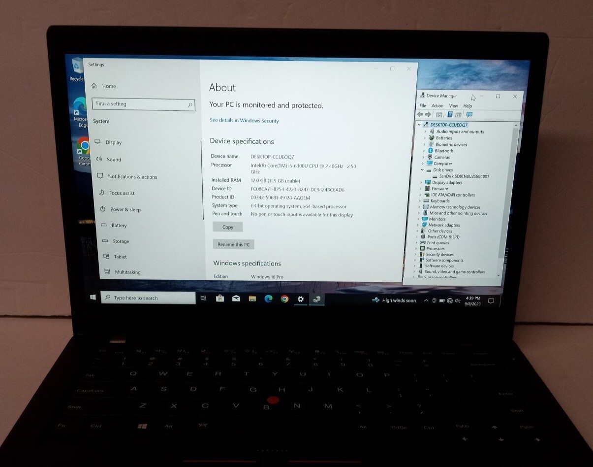Lenovo T460s 14-in Intel i5 6300 @2.4 Ghz 12GB 256 GB SSD Webcam Touchscreen