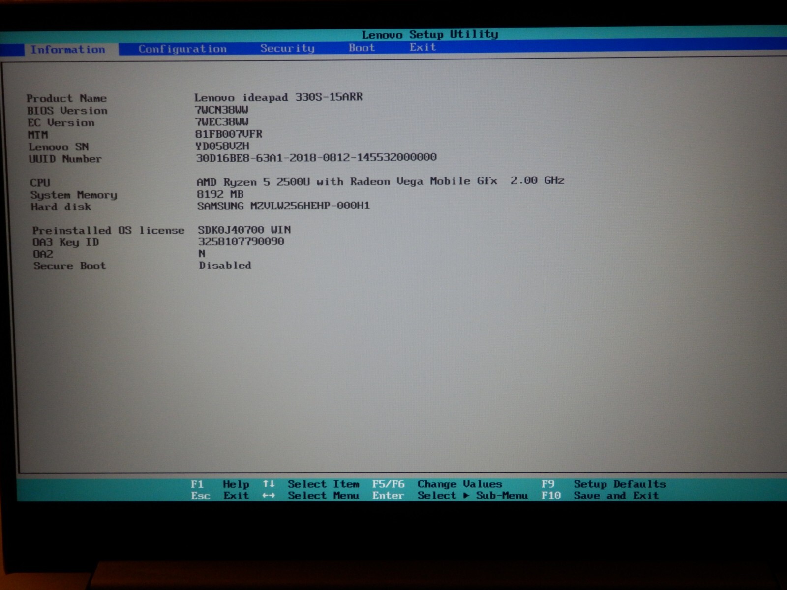 Lenovo IdeaPad 330S-15ARR – AMD Ryzen 5 2500U, 8GB Ram 256GB SSD, 15.6″ inch FHD