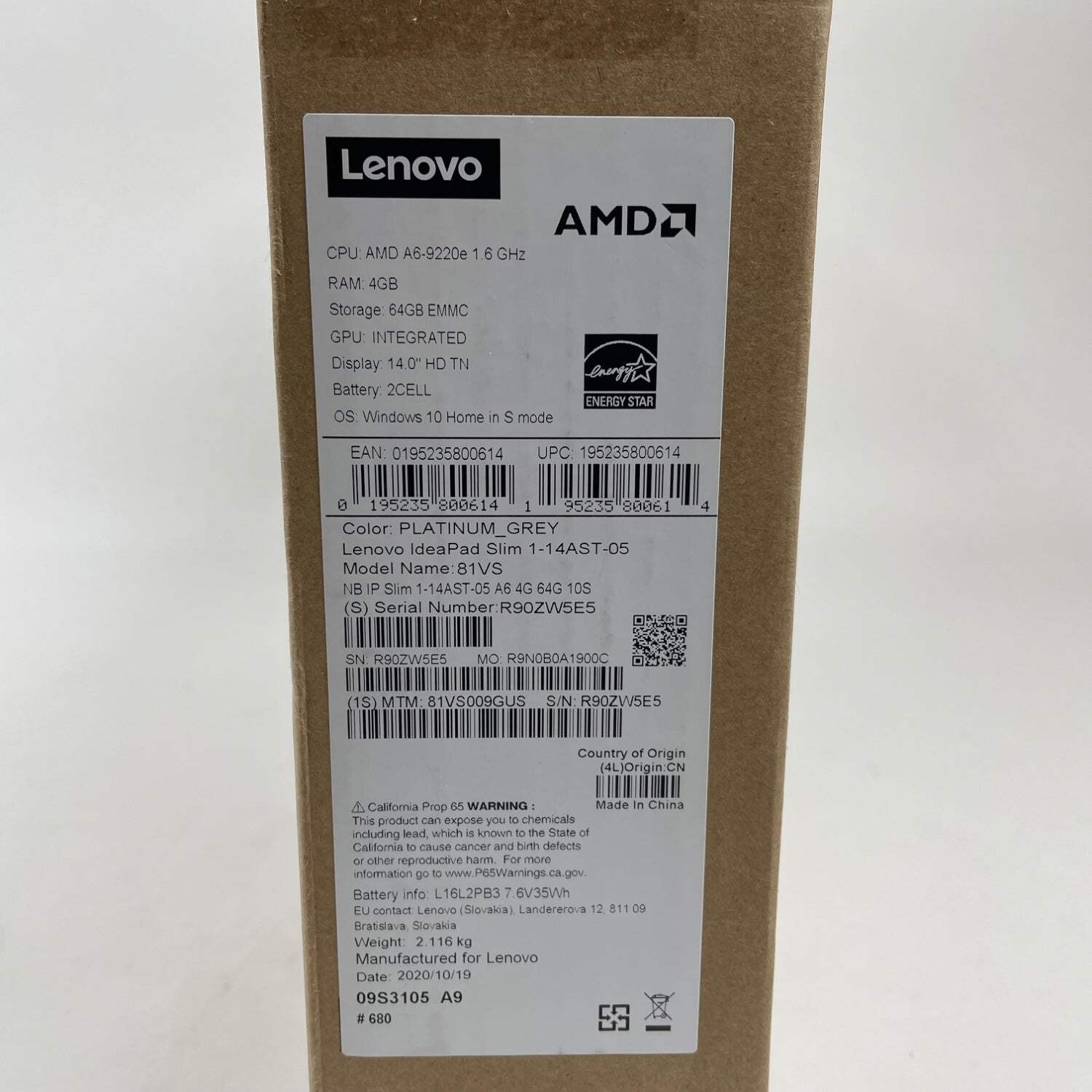 New Lenovo IdeaPad Slim 81VS 14″ A6-9220e 1.6GHz 4GB RAM 64GB SSD