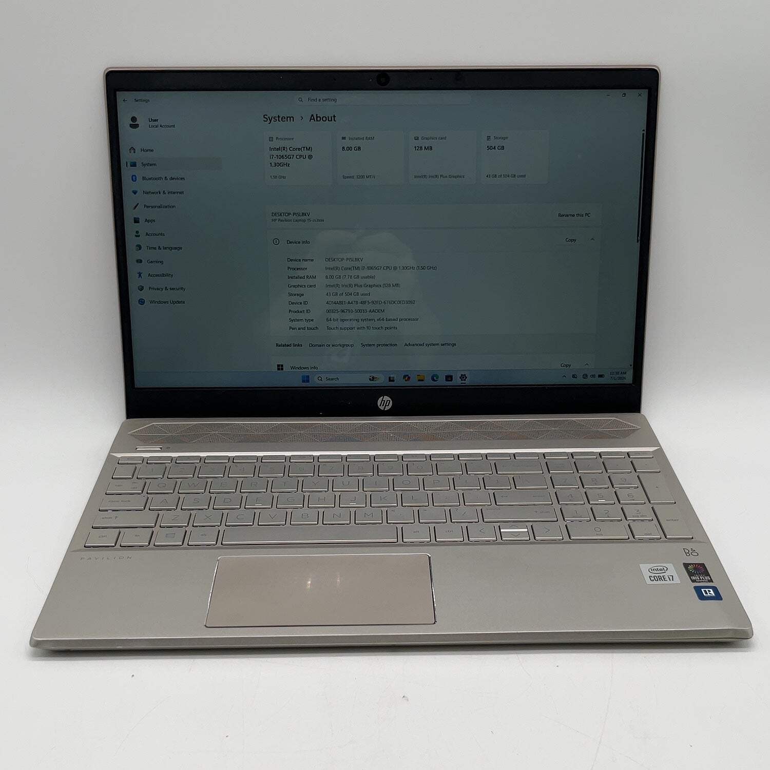 Broken HP Pavilion 15-CS3672CL 15.6″ i7-1065G7 1.3GHz 8GB RAM 512GB SSD READ