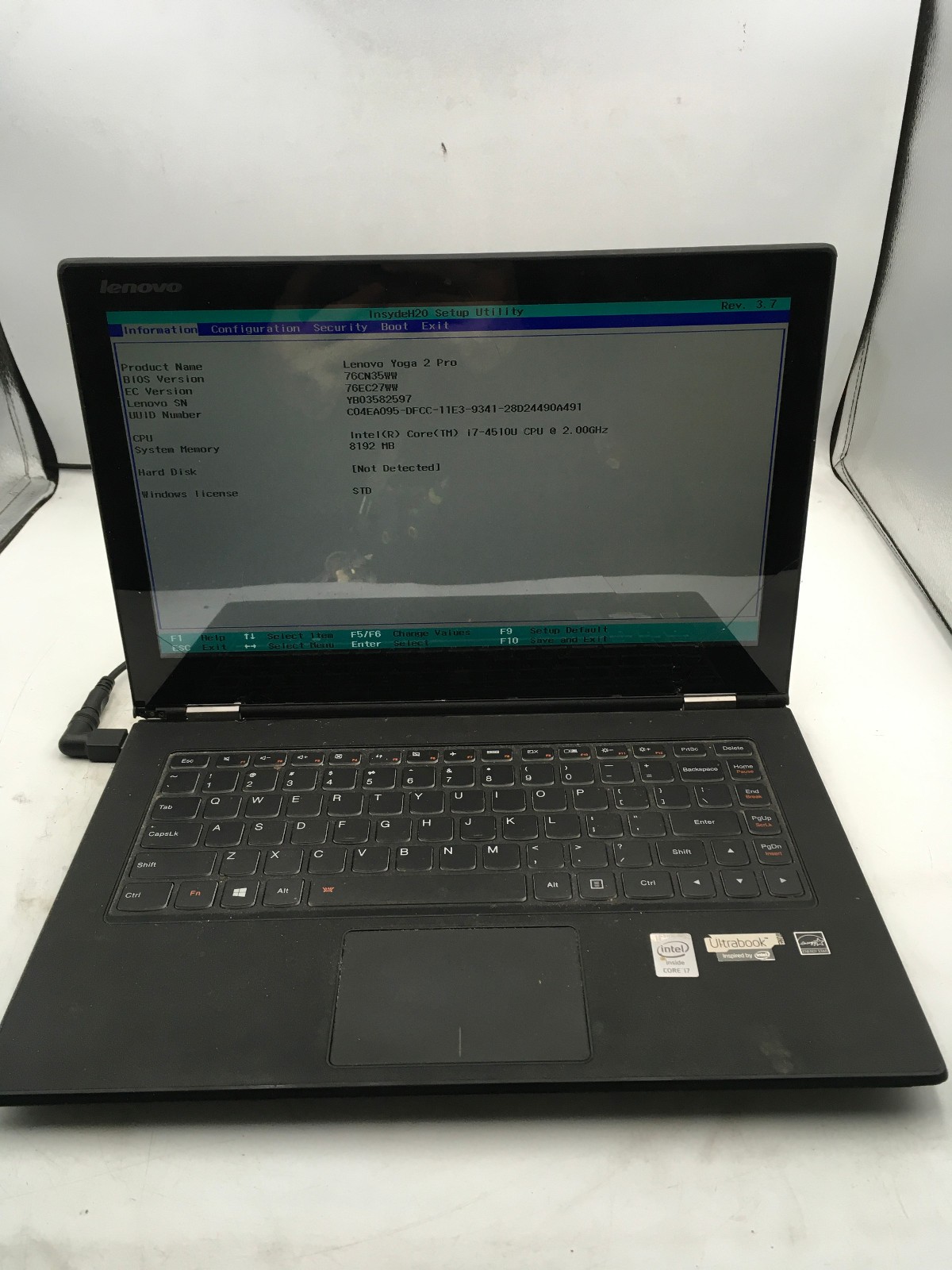 LENOVO YOGA 2 PRO – BOOTS TO BIOS – INTEL I7 4510U – 8GB RAM – NO OS – READ – BB