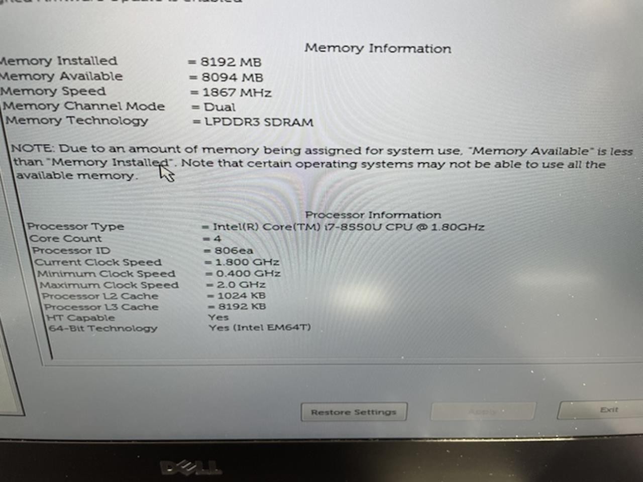 DELL XPS 13 9360 Laptop w/ Intel Core i7-8550U 1.80 GHZ + 8 GB | No HD / OS