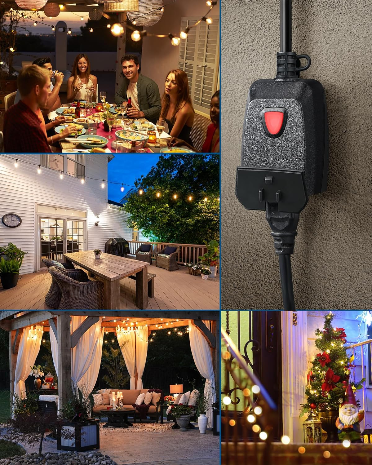 Outdoor Dimmer for String Lights, 100FT Remote Range, IP44 Waterproof Plug-In Di