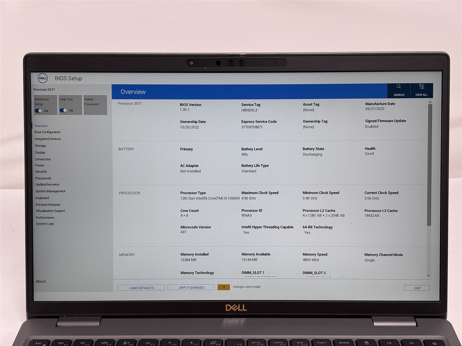 Dell Precision 3571 15.6″ Intel Core i5-12600H 16GB 256GB SSD NVIDIA T600 2.7GHz