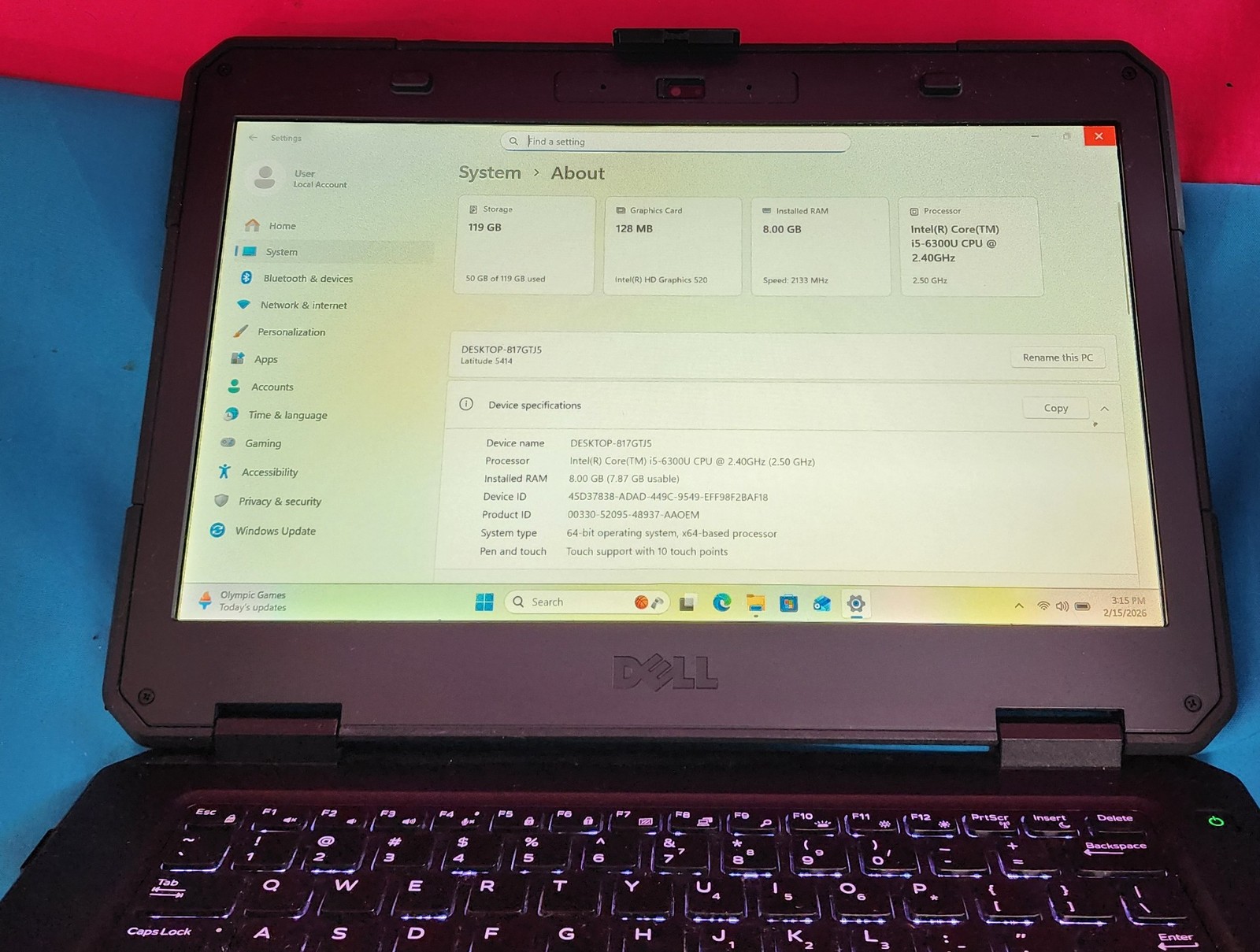 Dell Latitude 14 5414 Rugged Full HD Touchscreen 8GB 128GB NEW BATTERY w/ PWR