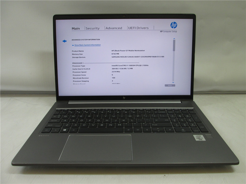 HP ZBook G7 Laptop i7-10850H 2.5GHz 8GB 512GB NVMe Win11 COA Used Fair