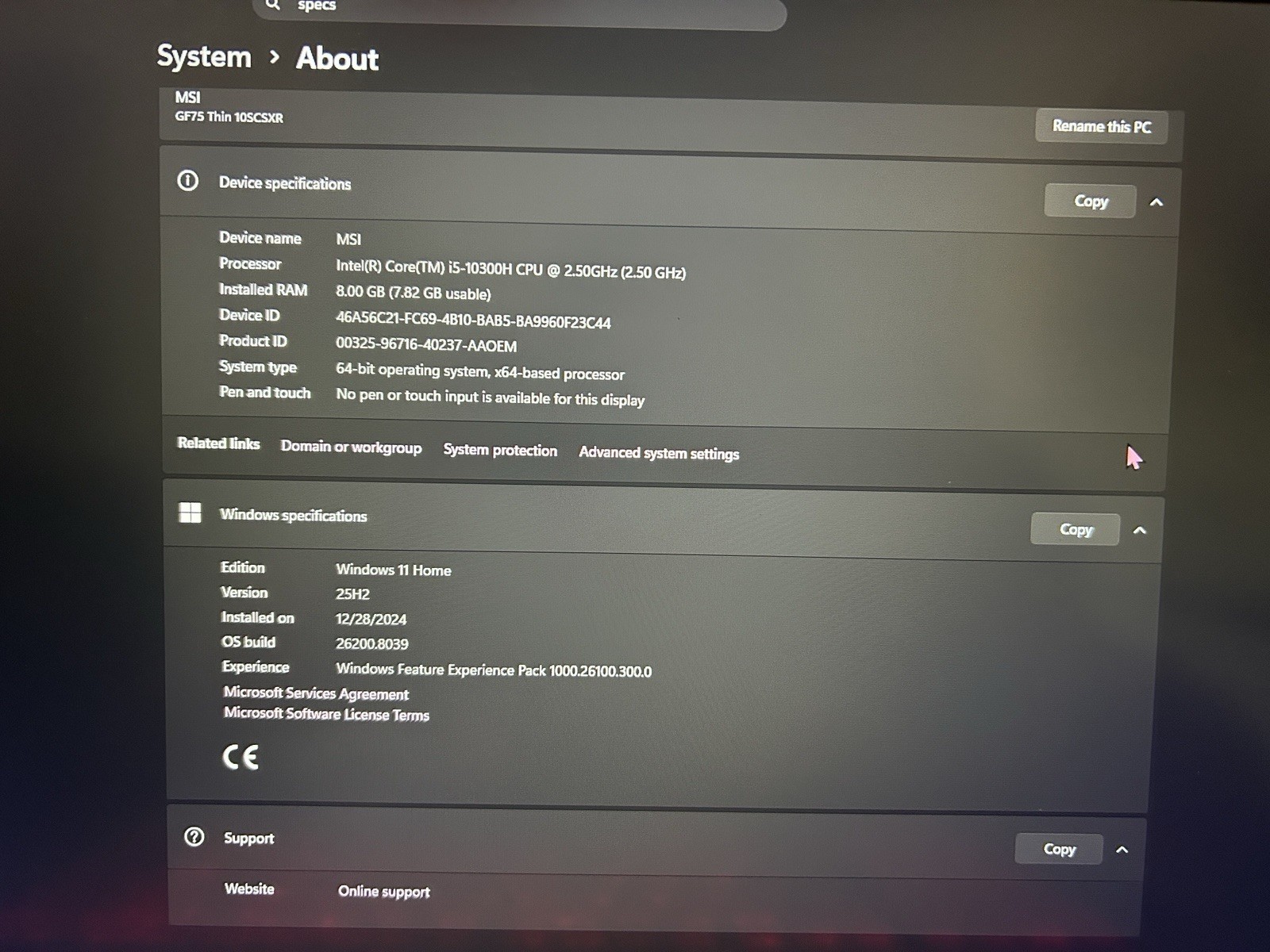Gaming Laptop Used- Comes With Charger- One Missing Key- MSI Core i5 Nvidia Gtx