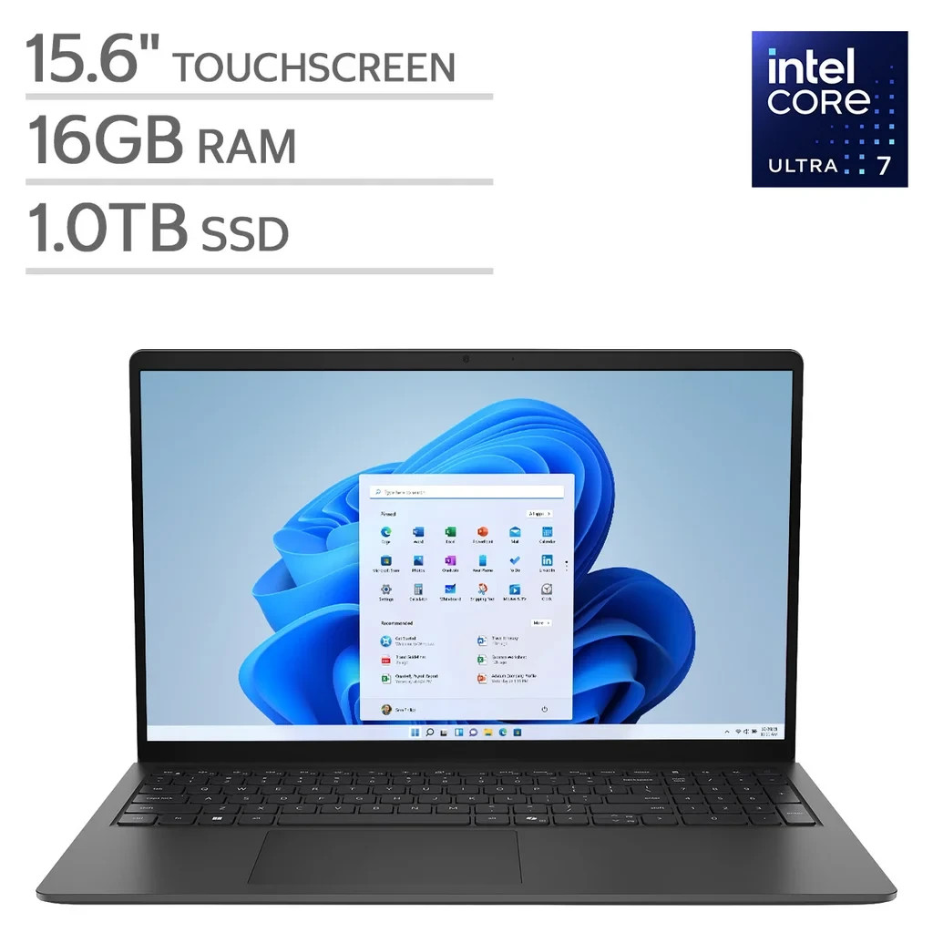 Dell 15.6″ Touchscreen Laptop – Intel Core Ultra 7 255U – FHD (1920×1080) – 16GB