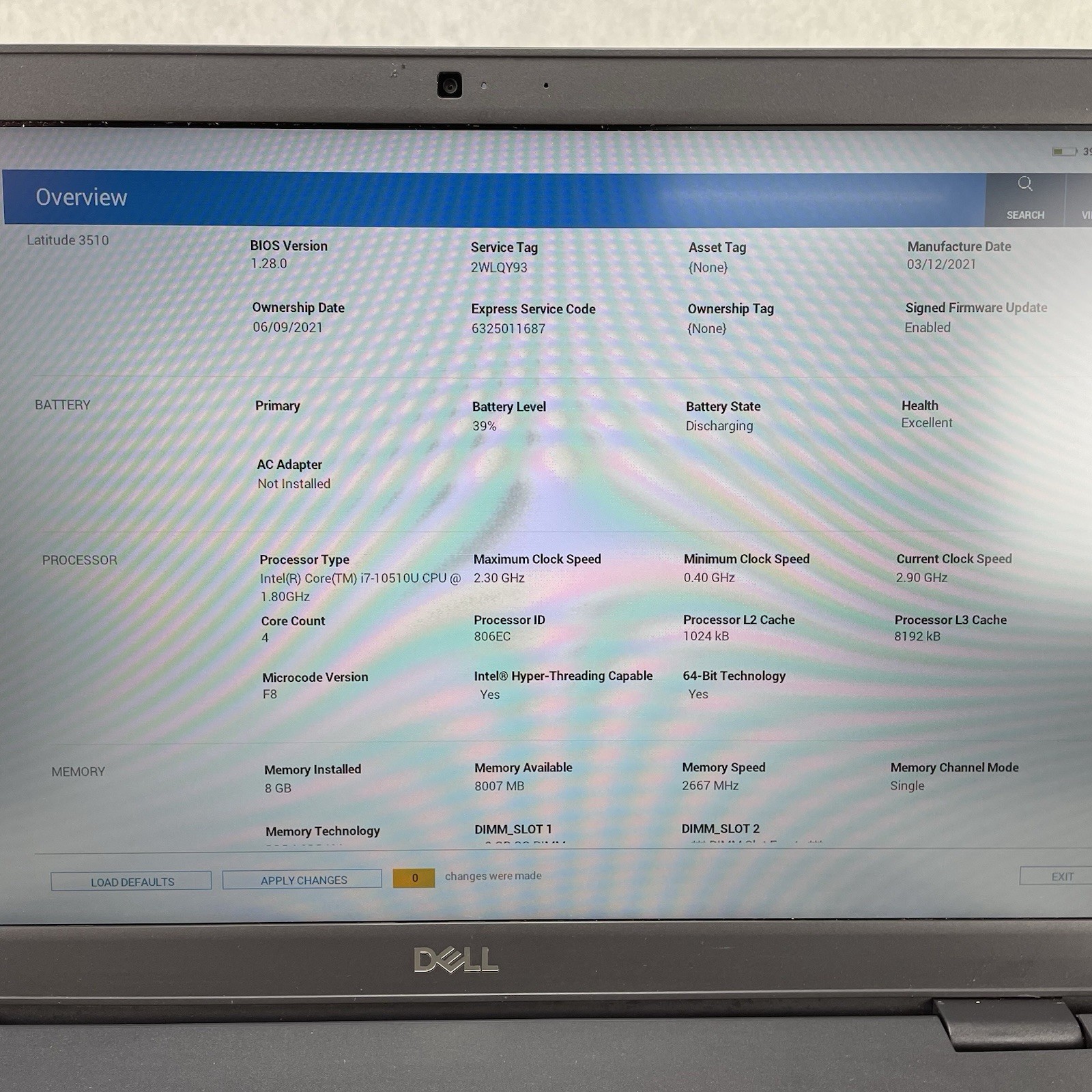 Dell Latitude 3510 15.6″ i7-10210U 1.60 GHz 8 GB RAM No SSD/OS/AC – Bad USB