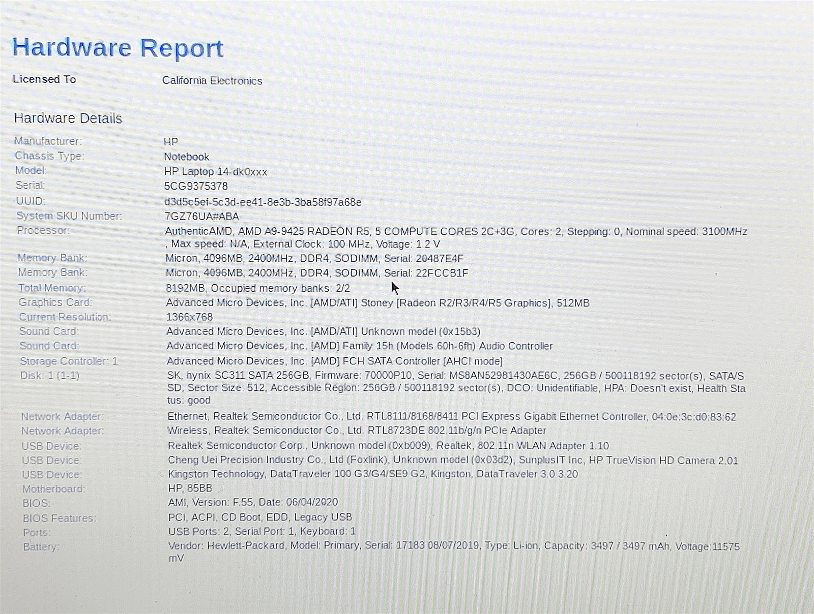 HP 14-dk0002dx Laptop AMD A9-9425 3.10GHZ 14″ HD 8GB RAM 256GB M.2 Windows 11