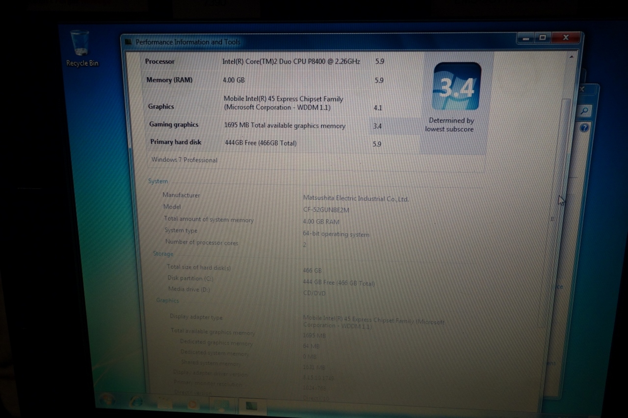 Panasonic Toughbook CF-52 Laptop 2.26ghz Core 2 Duo 300 GB HD 4GB Ram Dualtouch
