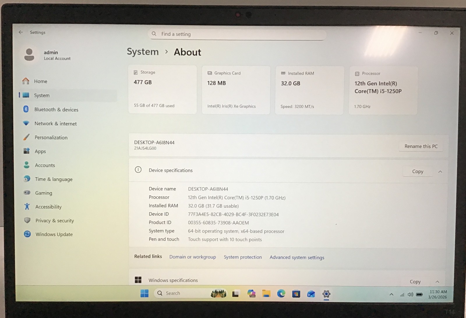 Lenovo ThinkPad T14 Gen 3 i5-1250P 1.7GHz 32GB 512GB Windows 11 Pro Touchscreen