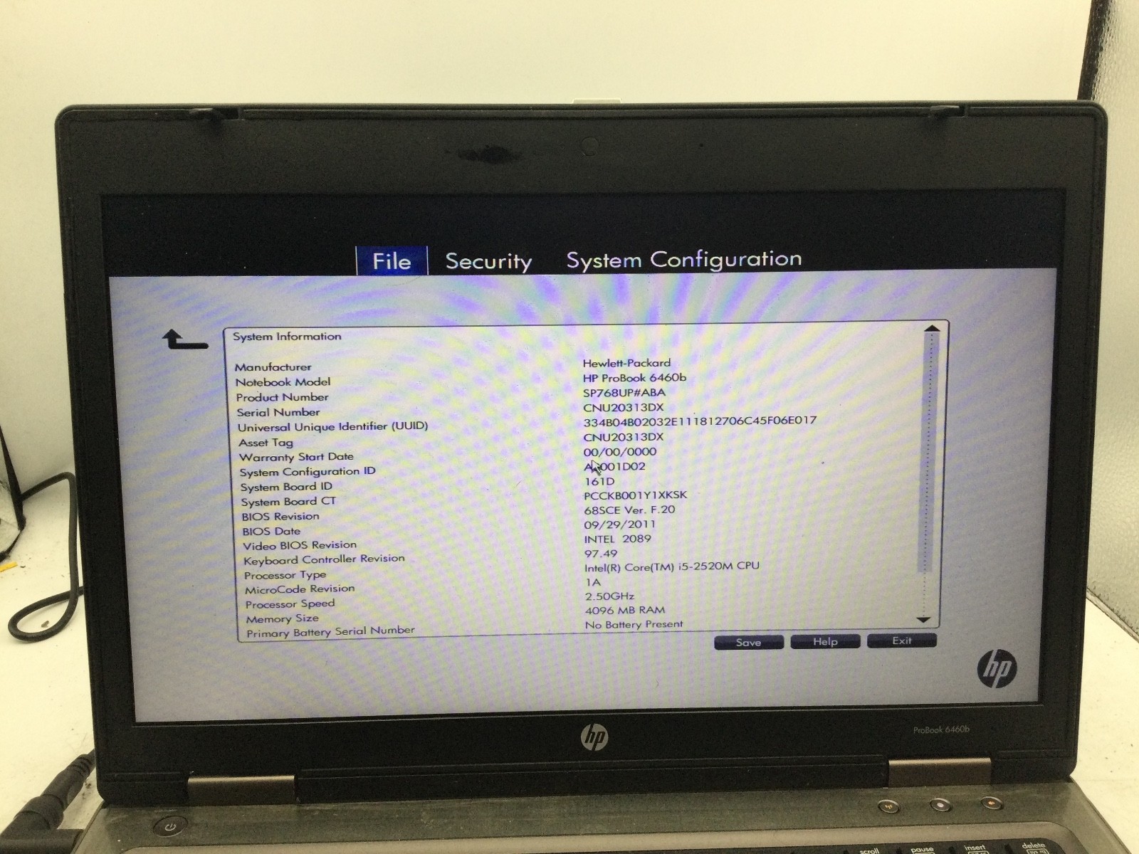 HP PROBOOK 6460B – FOR PARTS/BAD LCD – INTEL I5 VPRO – 4GB RAM – 14″ – READ -BB