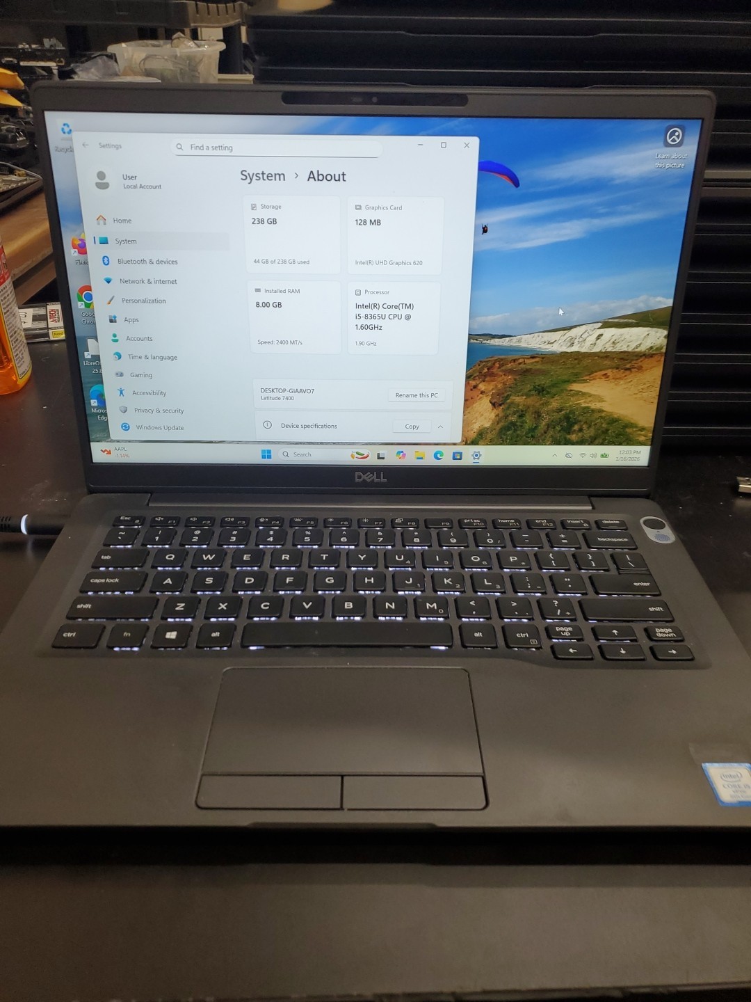Dell Latitude 7400 14″ i5-8365U 8GB 256gb SSD Laptop W11P 011626-2