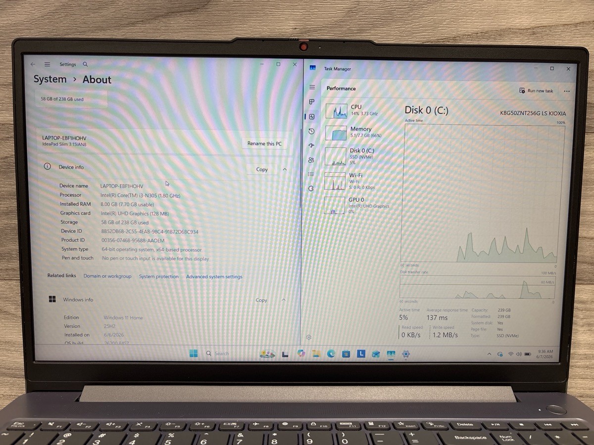 Lenovo IdeaPad 3i 15″ i3-N305 8GB RAM 256GB SSD Laptop (A1D032021)